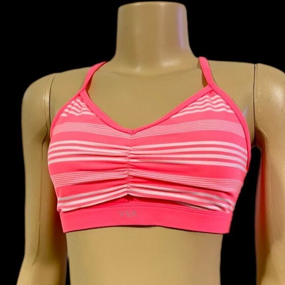 Victoria’s Secret VSX Sexy Sport MADE SEXY Unlined front Ruched Sport bra coral - Picture 2 of 7